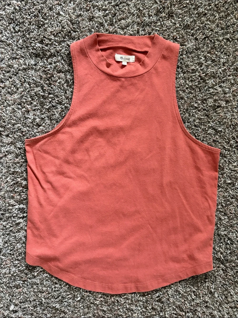 Madewell Sleeveless Crewneck Halter Tank in Burnt Coral Orange, Size Medium